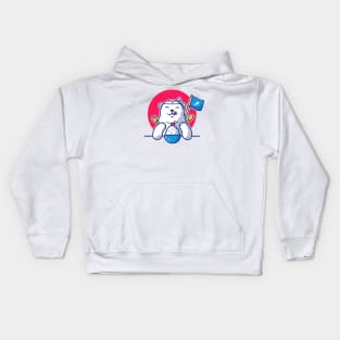 Cute polar bear eating ice cream Kids Hoodie